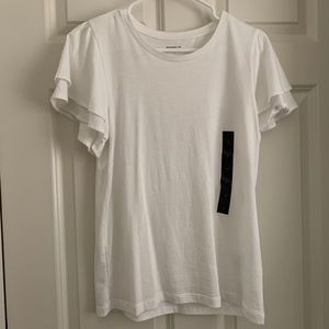 White Ruffled Sleeve Banana Republic Tee